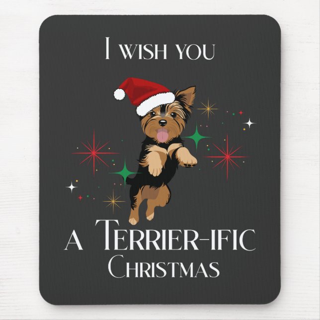 Mousepad Feriado de Natal Cachorro Feliz e Terrier (Frente)