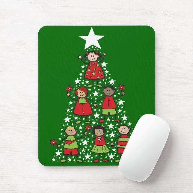 Mousepad Feriado de Natal das Crianças de Árvore de Cartoon (Com mouse)