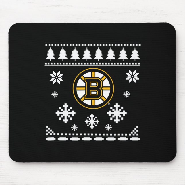 Mousepad Feriado de Sweater de Natal Feio de Boston Bruins (Frente)