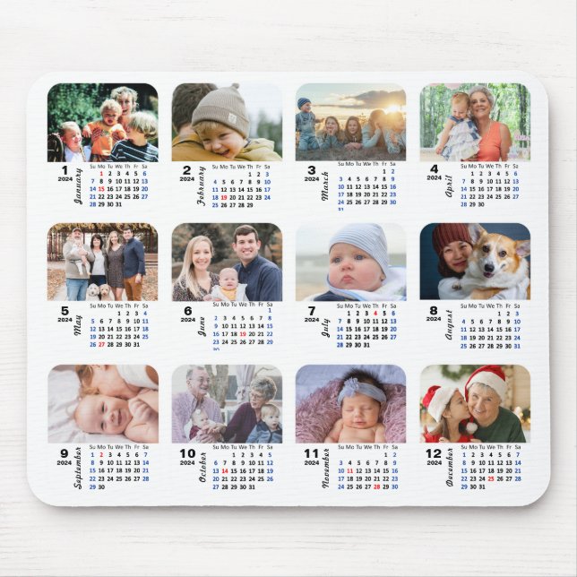 Mousepad Feriados da família de fotos do Calendário 12 2024 (Frente)
