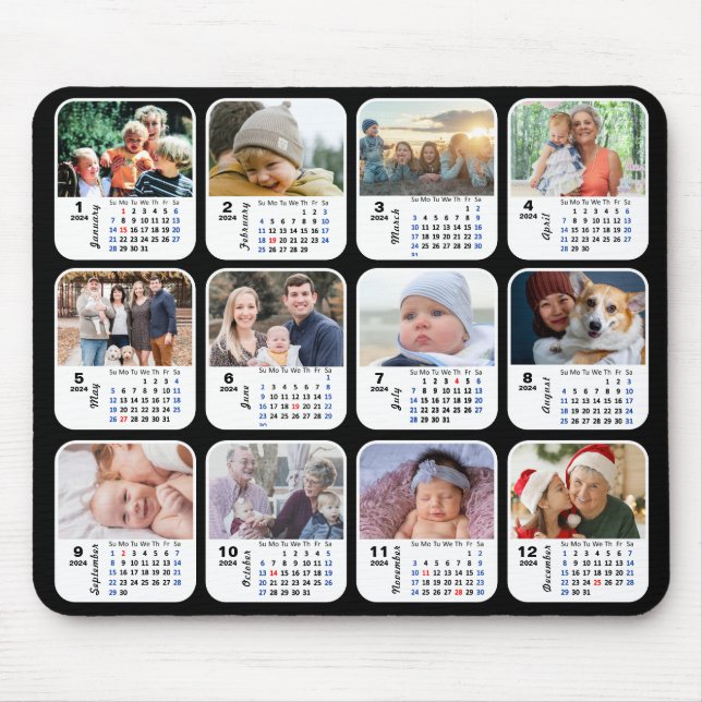 Mousepad Feriados da família de fotos do Calendário 12 2024 (Frente)