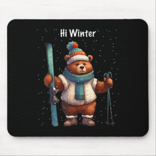 Mousepad Férias de Inverno Esquiador Animal Natal Esqui Esq