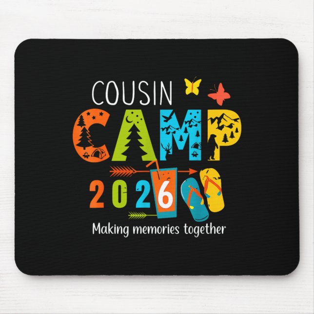 Mousepad Férias de verão acampamento de primos 2026 criando (Frente)