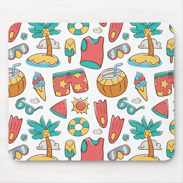 Mousepad férias de verão engraçado padrão (Frente)