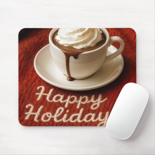 Mousepad Férias Felizes Cacau Quente Em um Cobertor (Com mouse)