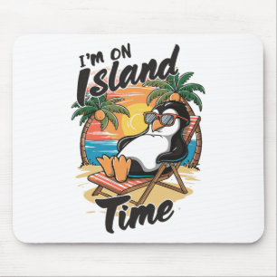 Mousepad Férias na Ilha Viagem Tropical Tempo Relaxar Pingu