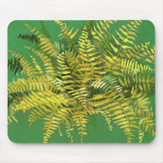 Mousepad Fern, frondes, verde-verde-ouro amarelo-verde (Frente)