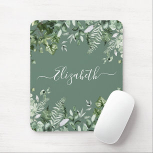 Mousepad Ferns Botânicos Com Aquarela Ivy Sage Green