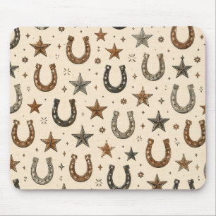Mousepad Ferraduras e Estrelas Rústicas do Oeste Rancho Cow