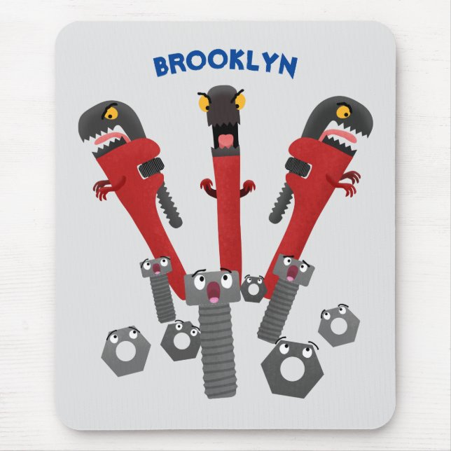 Mousepad Ferramentas engraçadas de monstro de wrench (Frente)