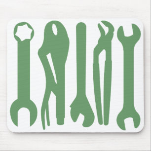 Mousepad Ferramentas - verde do exército no branco