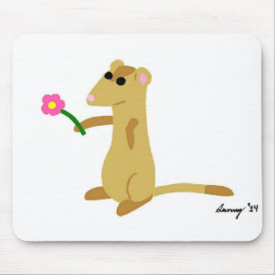 Mousepad Ferret Segurando Um Bloco De Mão Flor