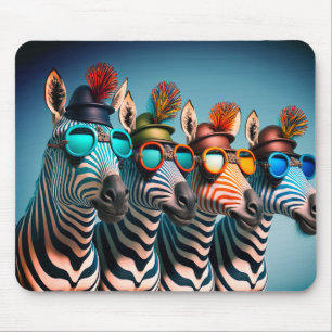 Mousepad Festa de Animais do Zoológico Bonito, Zebras Engra