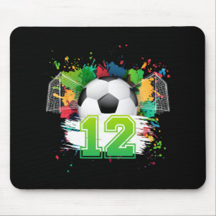 Mousepad Festa de Aniversário de Futebol de 12 anos Jogar F