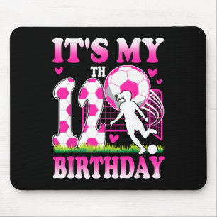 Mousepad Festa de Aniversário de Menina de 12 Anos Tema Fut