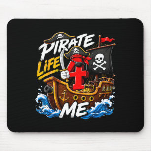 Mousepad Festa de Aniversário Infantil Pirata 4 Anos Menino