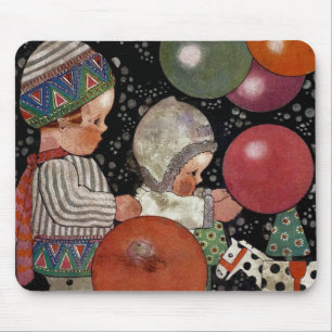 Mousepad Festa de Aniversário Infantil Vintage, Balões e Br