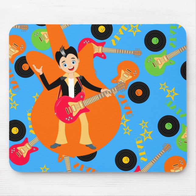 Mousepad Festa de aniversário Rock Star Boy (Frente)