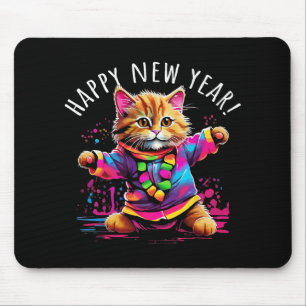 Mousepad Festa de Ano Novo Gato Dançante Design