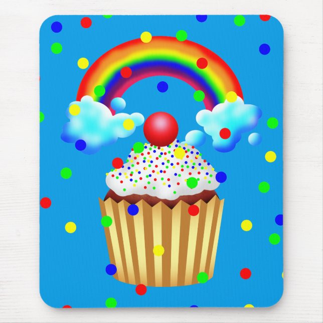 Mousepad Festa de cupcake com Rainbow & Sprinkles (Frente)