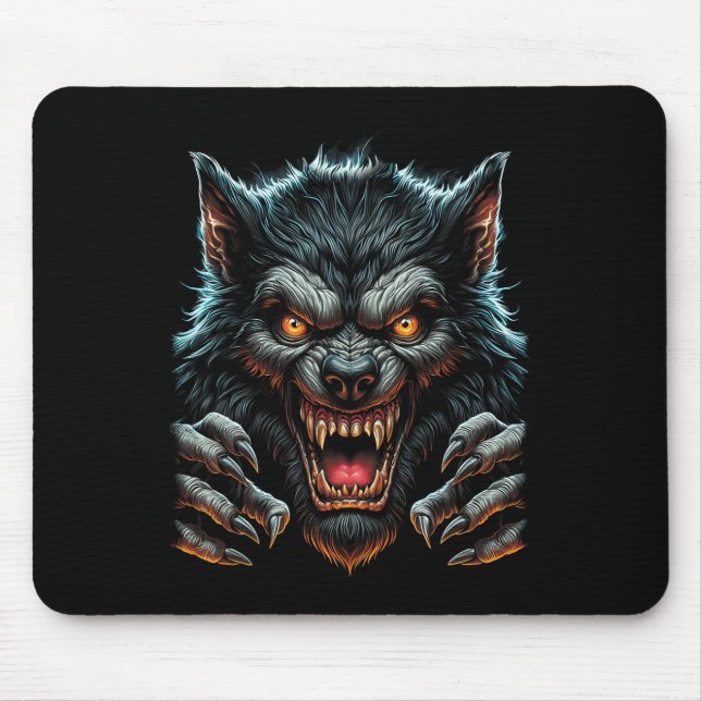 Mousepad Festa de Halloween Costume Angry Werewolf Wolfman (Frente)