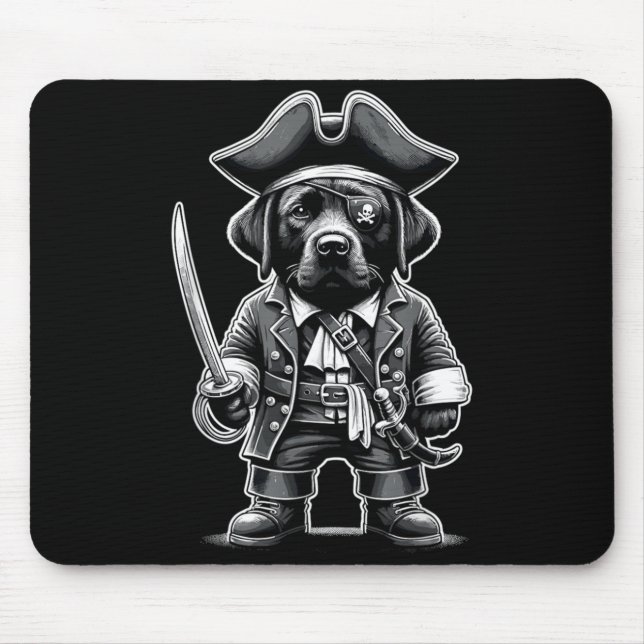 Mousepad Festa de Halloween do Cachorro Pirata Labrador Pre (Frente)