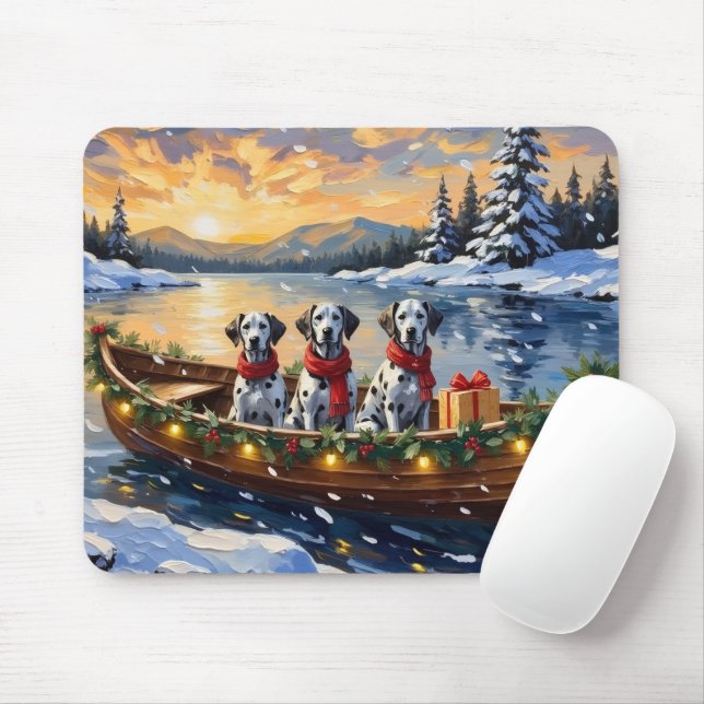 Mousepad Festa de Natal de Barco Dalmata (Com mouse)