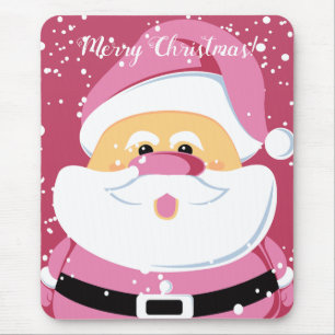 Mousepad Festa de Natal de Papai Noel, rosa-branca