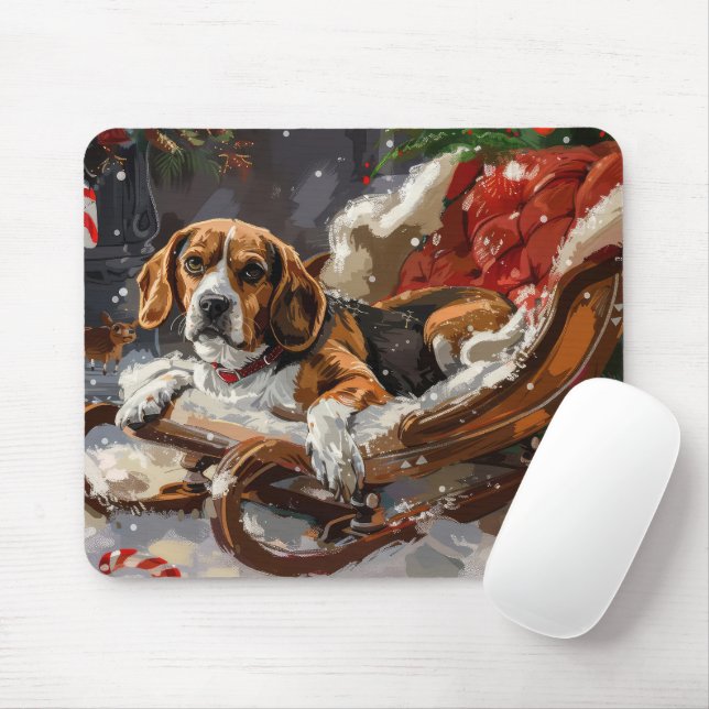 Mousepad Festa de Natal do Cão Beagle (Com mouse)