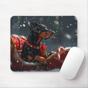 Mousepad Festa de Natal do Cão Doberman