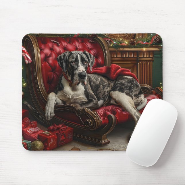 Mousepad Festa de Natal do Cão Dogue Alemão (Com mouse)