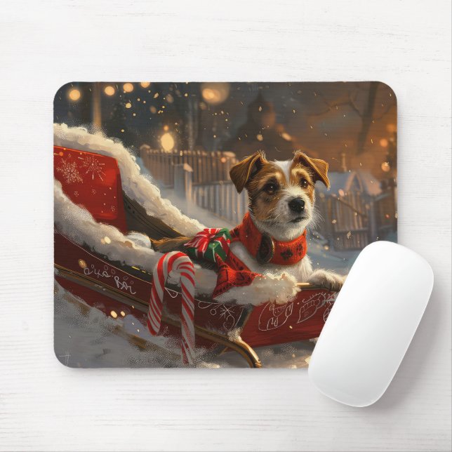 Mousepad Festa de Natal do Cão Jack Russell (Com mouse)