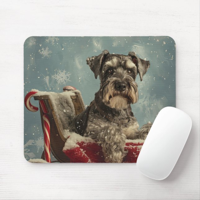 Mousepad Festa de Natal do Cão Schnauzer (Com mouse)