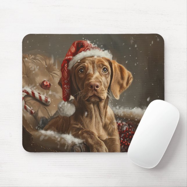 Mousepad Festa de Natal do Cão Vizsla (Com mouse)