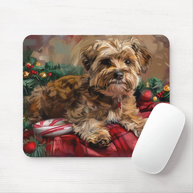 Mousepad Festa de Natal do Cão Yorkipoo (Com mouse)