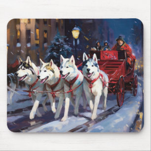 Mousepad Festa de Natal do Husky Siberiano