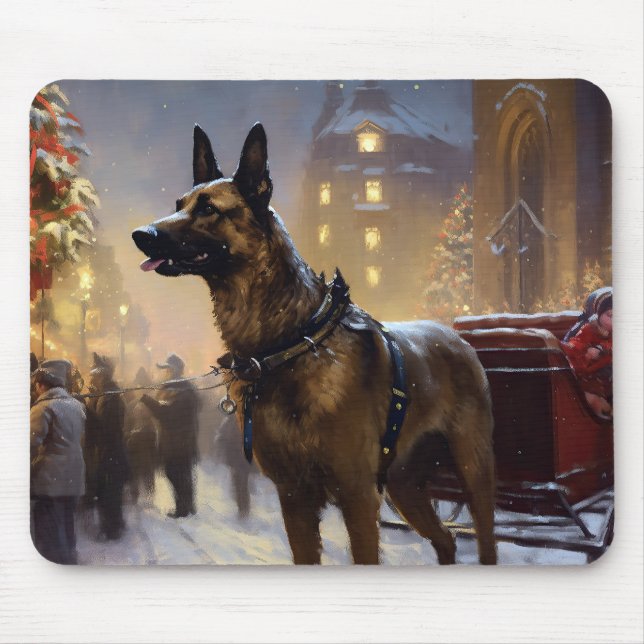 Mousepad Festa de Natal do Malinoi Belga (Frente)