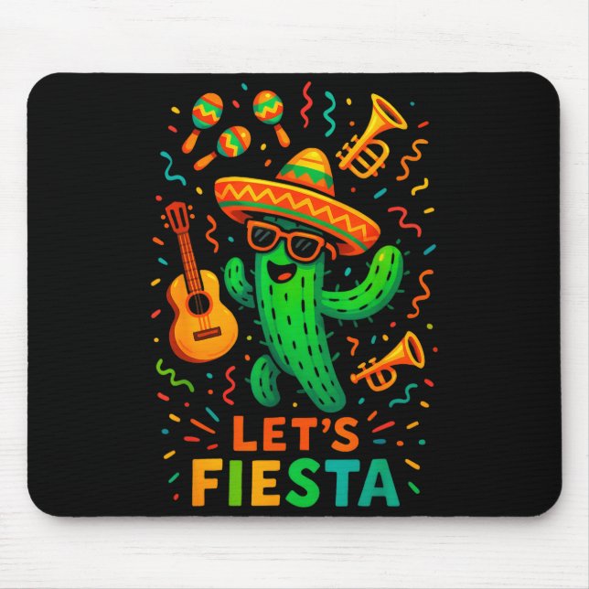 Mousepad Festa engraçada do cacto mexicano cinco de maio va (Frente)