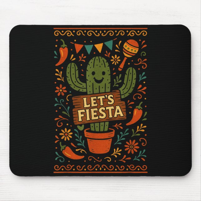 Mousepad Festa engraçada do cacto mexicano cinco de maio va (Frente)