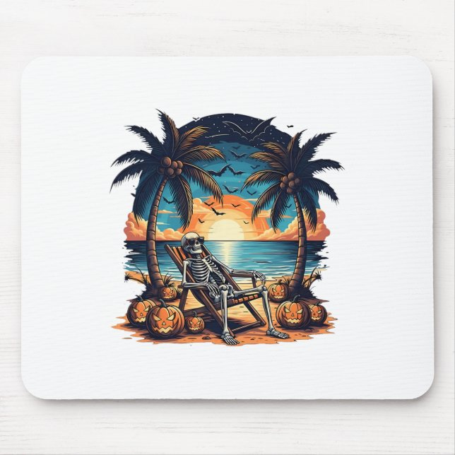 Mousepad Festa Engraçado de Summerwin Skeleton Beach Hallow (Frente)