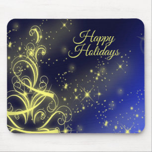 Mousepad Festas de Árvore de Natal Douradas Estrelas Marinh