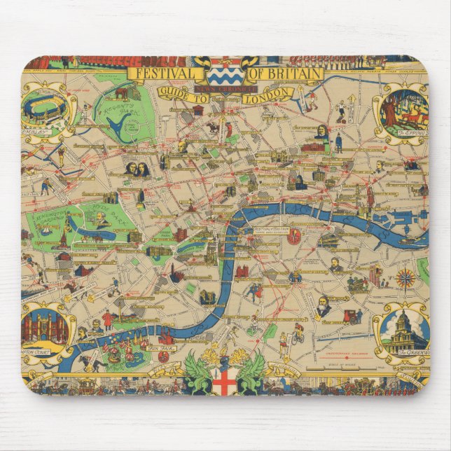 Mousepad Festival da Grã-Bretanha: Guia do Mapa de Londres (Frente)
