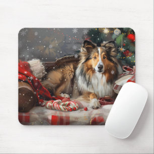Mousepad Festival de Natal do Cão de Pastoreio Shetland