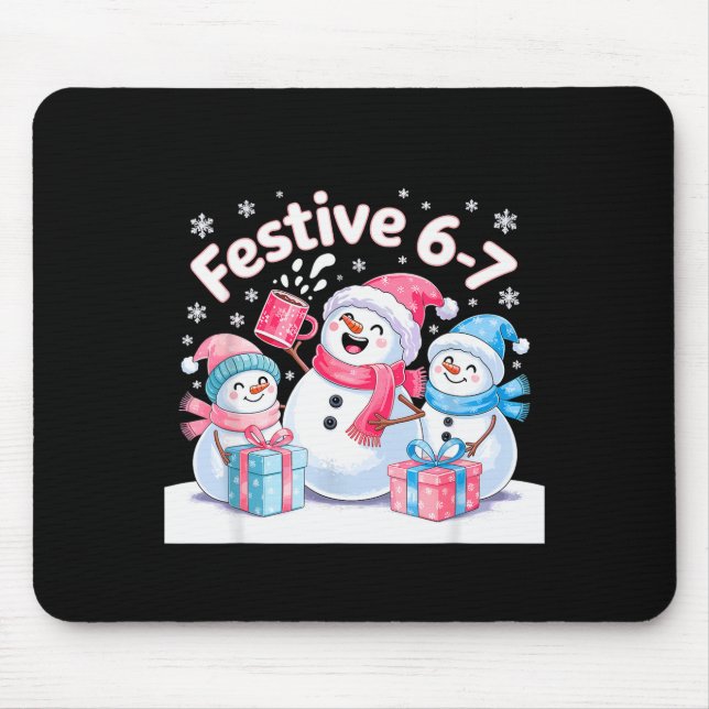 Mousepad Festive 6 7 Six Seven Meme Christmas Women Men Kid (Frente)