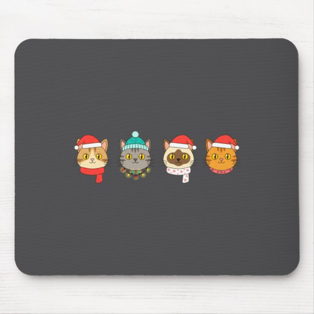 Mousepad Festive Cat Lineup, Holiday Cat Art Cat Lovers, Ca (Frente)