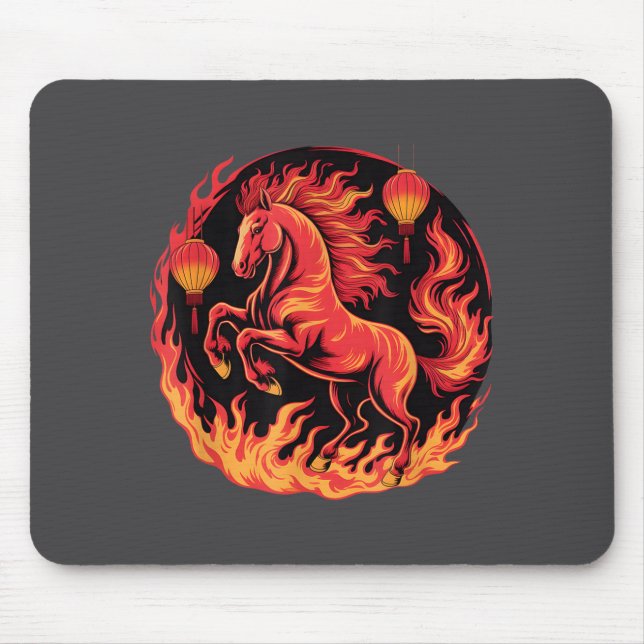 Mousepad Festive Chinese New Year 2026 Horse Lantern Cultur (Frente)