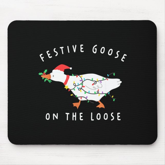 Mousepad Festive Goose On The Loose Christmas Santa Silly G (Frente)