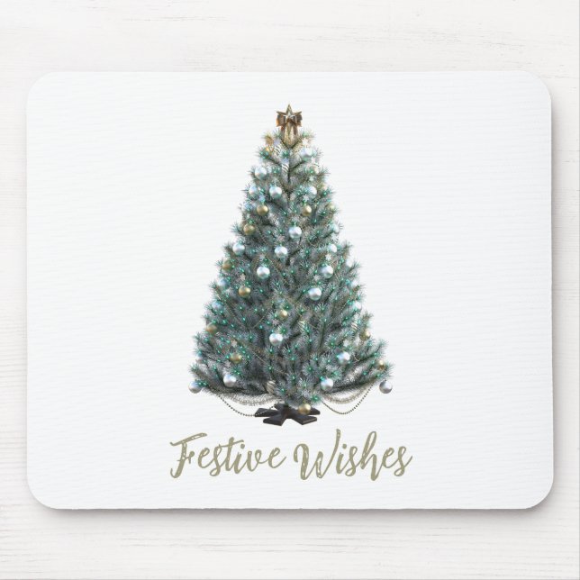 Mousepad Festive Wishes. Christmas tree design (Frente)