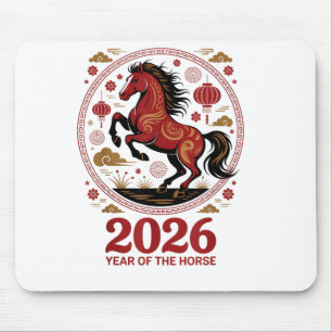 Mousepad Festivo 2026 Ano do Cavalo Fortuna Cowgirl Lunar R