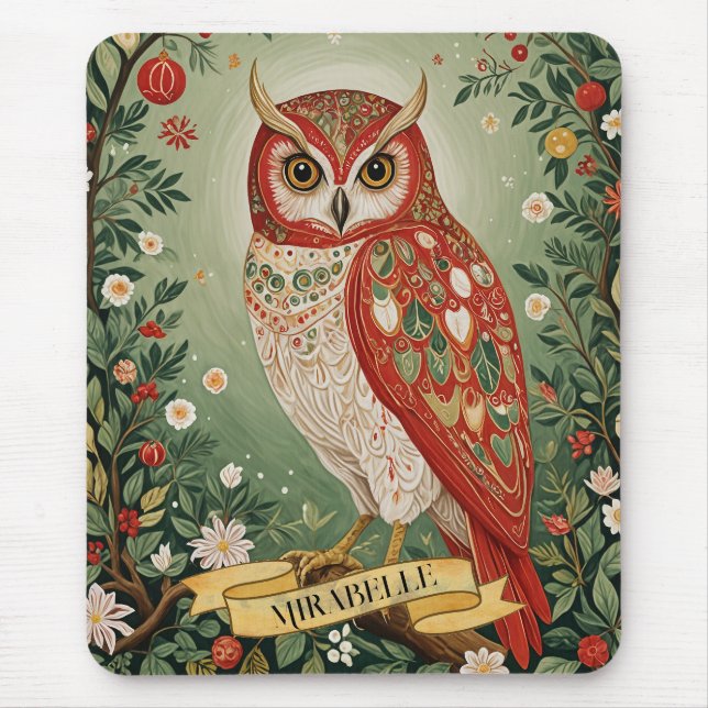 Mousepad Festivo Foliage Owl Personalizado (Frente)